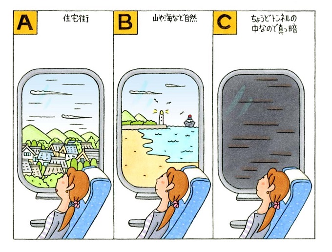 新幹線に乗っている人のイラスト