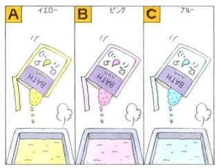 【心理テスト】次のうち、あなたが好きな入浴剤の色はどれ？