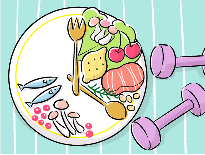 時間と食事の関係をあらわしたイラスト画像