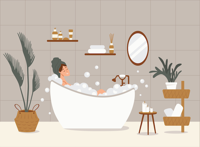入浴中の女性のイラスト