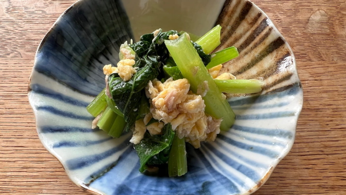 小松菜と卵とツナのマリネ