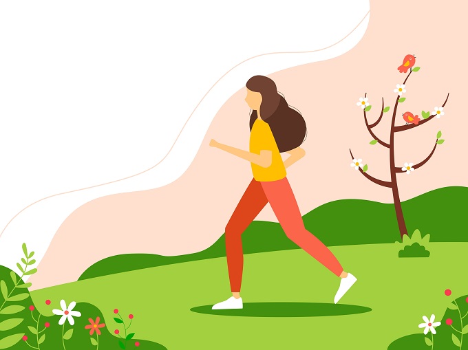 ジョギングをしている女性のイラスト