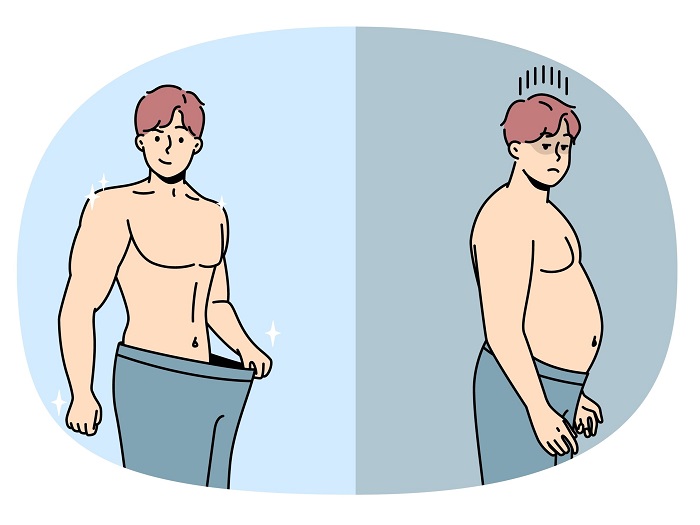 ダイエットに成功した男性のイラスト