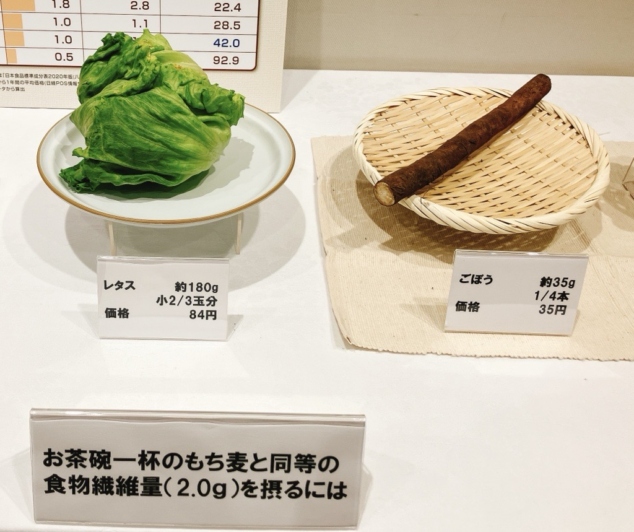 レタスとごぼうの食物繊維量