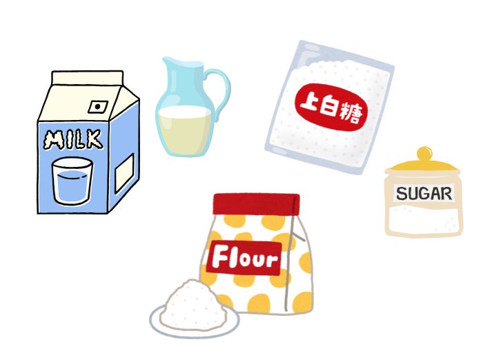 小麦や牛乳、砂糖のイメージイラスト
