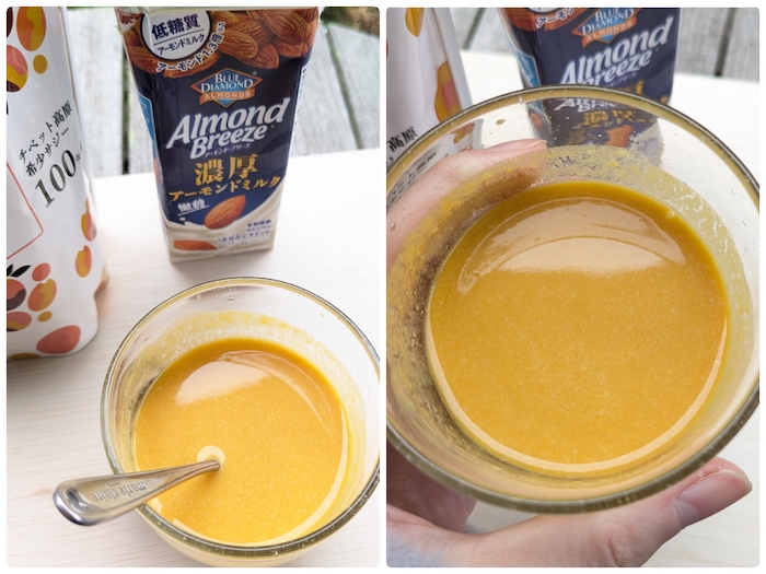 サジーの恵みとブリーズ濃厚アーモンドミルク割り
