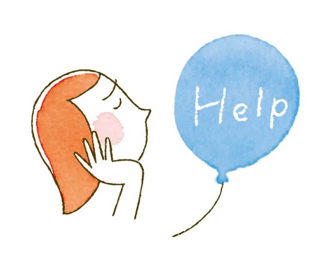 ヘルプと書かれた女性のイラスト