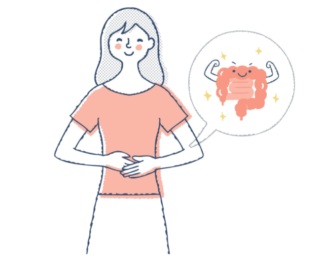 お腹に手を当てているイラスト