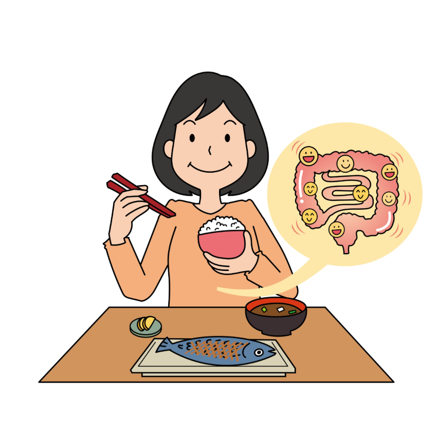 ご飯を食べる女性のイラスト