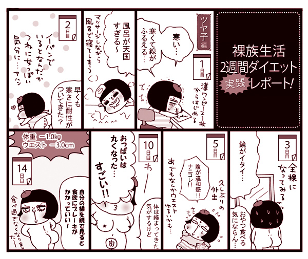 漫画レポート 裸になってやせる 裸族生活 で２週間ダイエット実践レポート ダイエット フィットネス ヘルスケアのことならfytte フィッテ