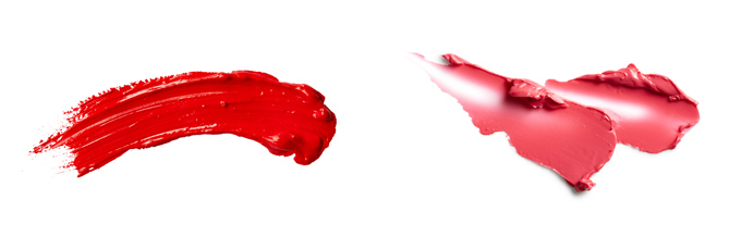 口紅のカラーイメージ左がオレンジレッドで右がコーラルレッド