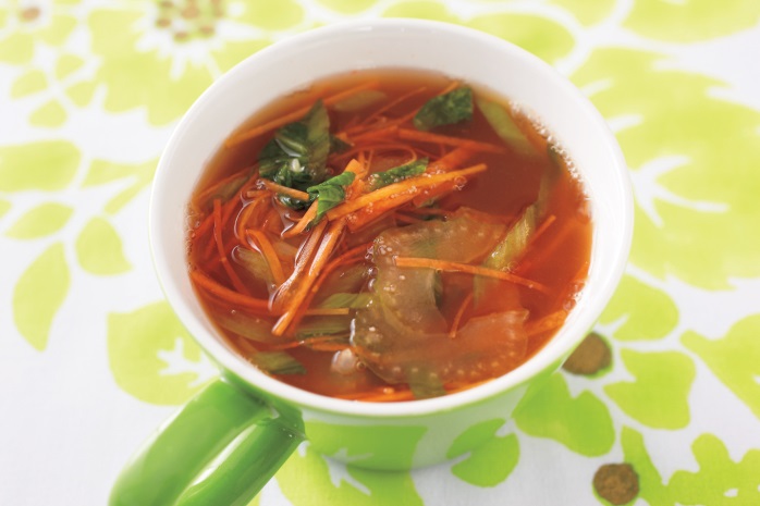 セロリとチンゲンサイの明太子スープの完成イメージ
