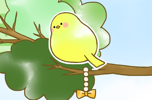 真ん中の薄緑の小鳥