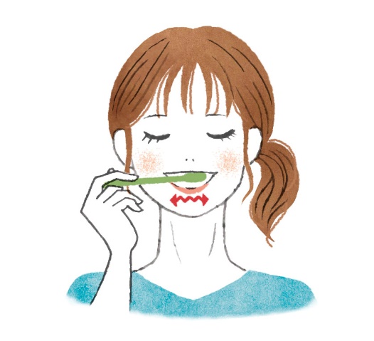 歯磨きをしている女性のイラスト
