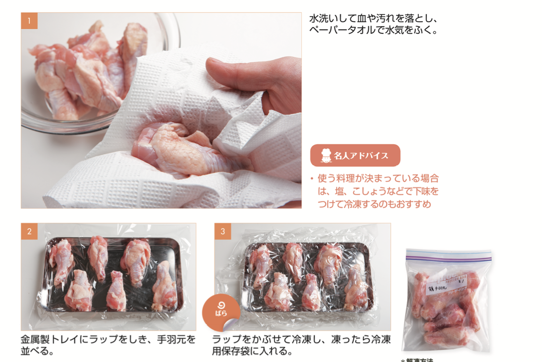 鶏手羽元の冷凍保存法