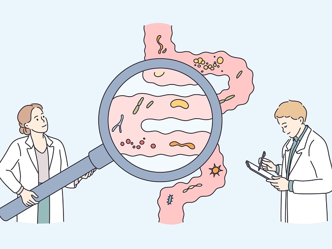腸内を検査する人のイラスト