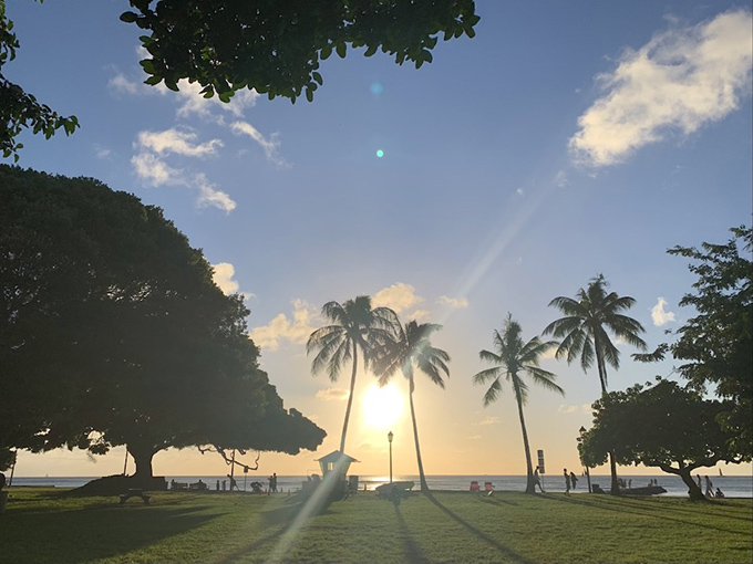 ハワイの太陽の日差し
